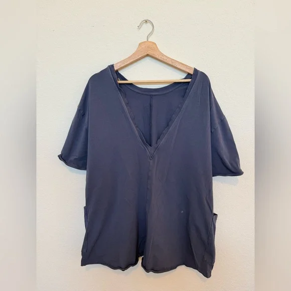FP Movement by Free People Hot Shot Tee Romper Navy Blue Size Medium - Picture 3 of 5